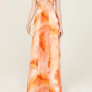 Aidan Mattox Orange Tie Dye Chiffon gown